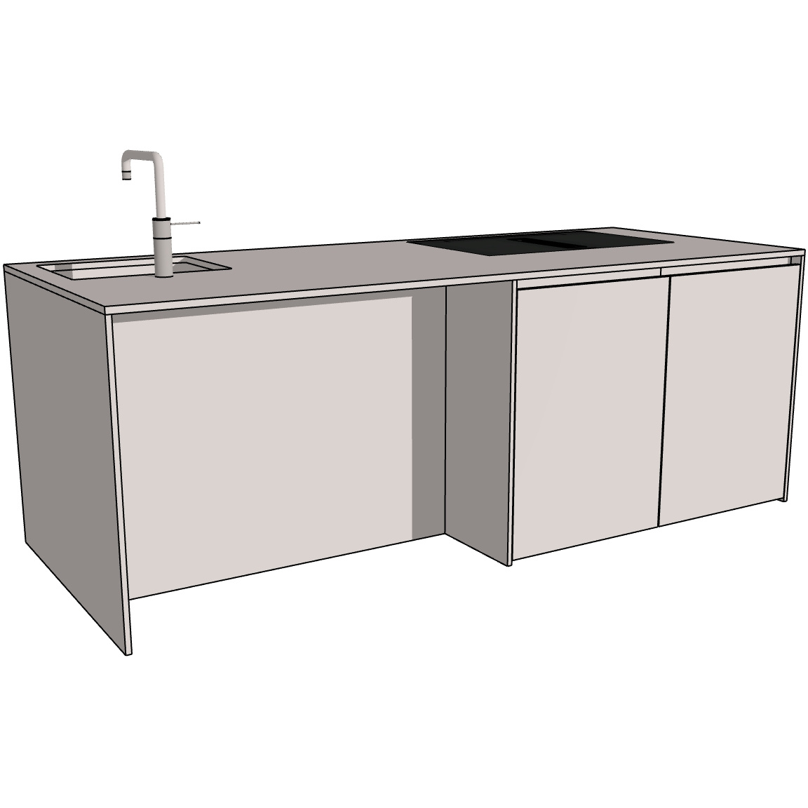 HÄCKER Systemat Greeploze keukenkastenset - kookeiland met zitgedeelte 243,2 cm