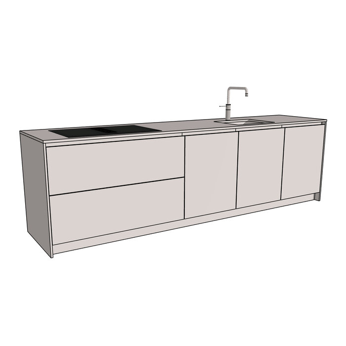 Systemat 'greeploos' Greeploze keukenkastenset - wandopstelling 303,2 cm