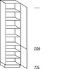 Hoge kast 234 cm hoog, 2 deuren, 1 vaste plank, 6 legplanken