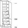 Hoge kast 234 cm hoog, 2 deuren, 5 binnenkorven met afstandhouders