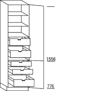 Greeploos verticaal Hoge kast voorraad - hoogte 234 cm