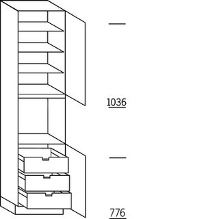 Systemat 'greeploos' Hoge kast voor oven - hoogte 234 cm