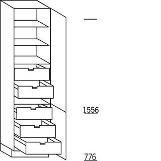 Met greep Hoge kast voorraad - hoogte 234 cm