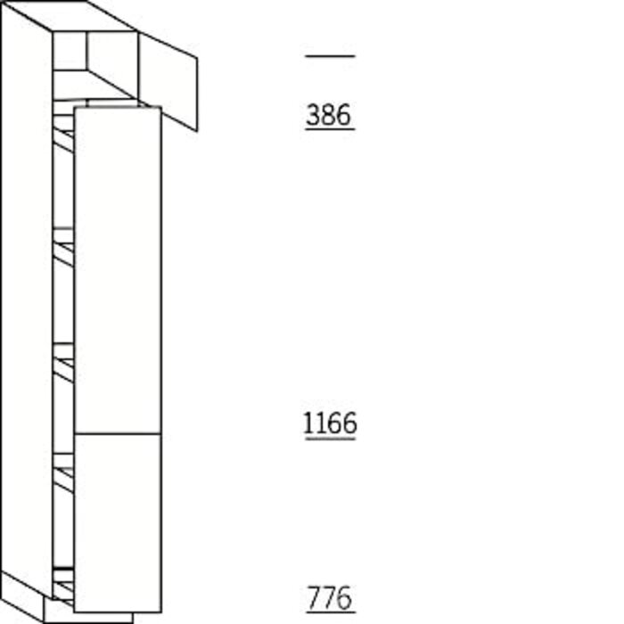 Systemat 'met greep' Hoge apothekerskast 234 cm hoog, 2 gekoppelde deuren, 5 verstelbare inhaaktableau's