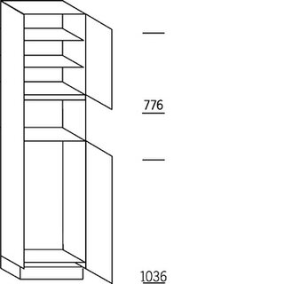 Systemat 'met greep' Hoge kast voor koeler en oven - 234 cm