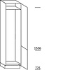 Hoge kast 234 cm hoog, 2 deuren met nis 178 - 194 cm hoog