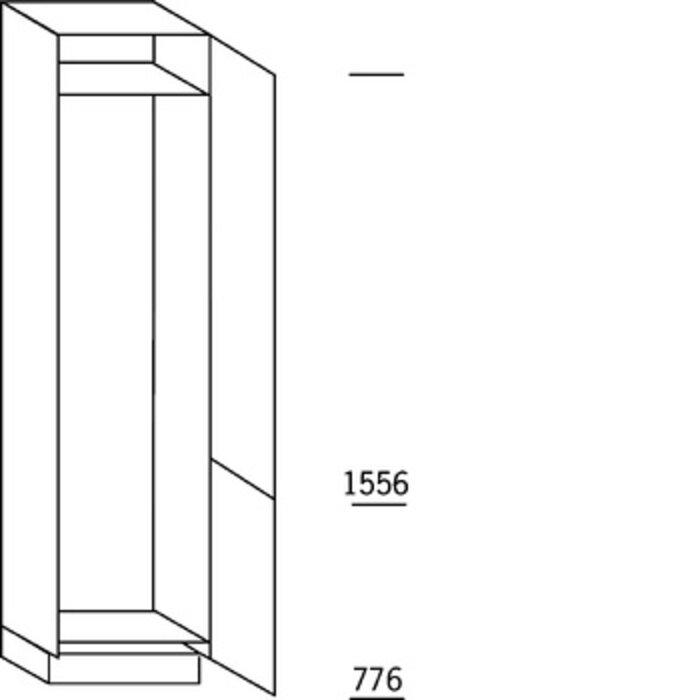 Systemat 'met greep' Hoge keukenkast 234 cm hoog, 2 deuren met nis 178 - 194 cm hoog