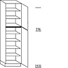Hoge kast 234 cm hoog, 2 deuren, 6 legplanken