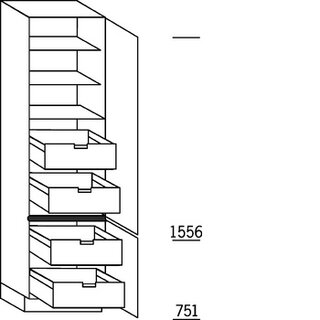 Prog. greeploos Hoge kast voorraad - hoogte 234 cm