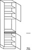 Hoge kast 234 cm hoog, 1 maatdeur, 1 inbouwnis, 1 deur, 4 legplanken