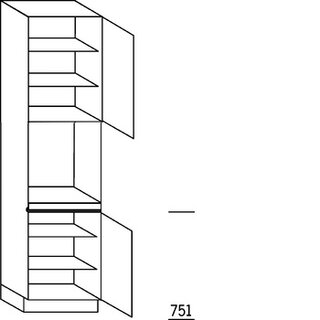 Systemat 'greeploos' Hoge kast voor oven - hoogte 234 cm