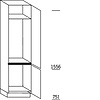 Hoge kast 234 cm hoog, 1 deur met inbouwnis, 1 deur met inbouwnis
