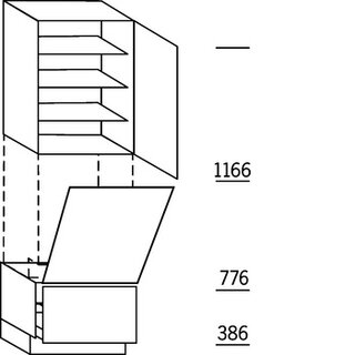 Met greep Hoge kast voor vaatwasser - hoogte 234 cm