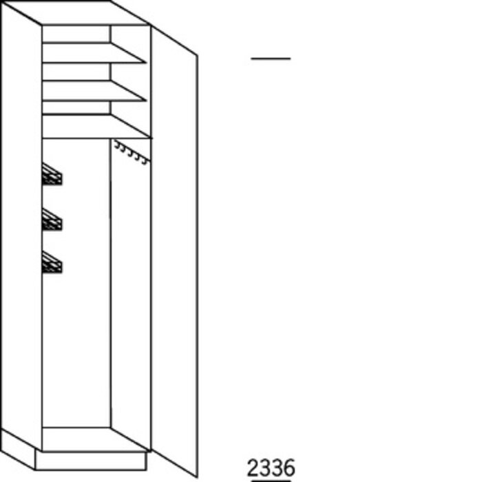 Systemat 'greeploos' Hoge bezemkast 234 cm hoog, 1 deur, 1 hakenlijst,  1 poetsmiddelenkorf