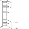 Hoge kast 221 cm hoog, 1 deur, 2 inbouwnissen, 1 deur, 2 legplanken