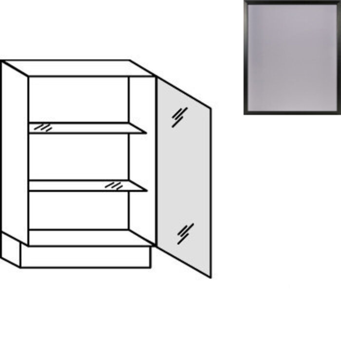 Greep op front Ondiepe onderkast met glasdeur