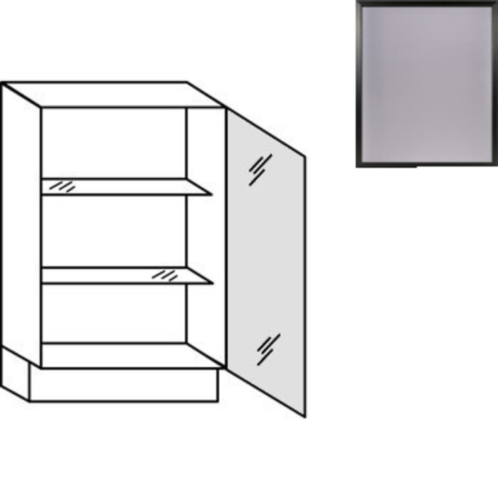 Greep op front Ondiepe onderkast met glasdeur