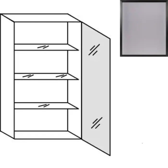 Greep op front Bovenkast met glasdeur