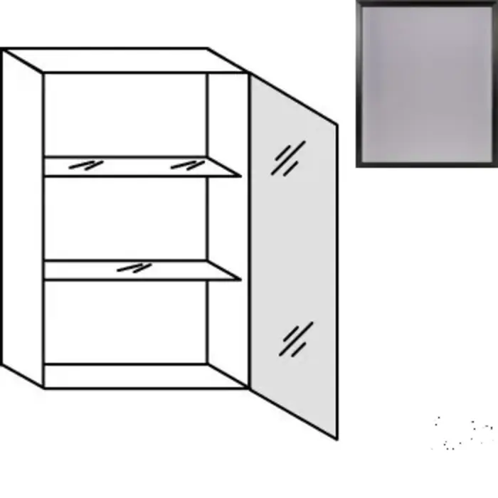 Greep op front Bovenkast met glasdeur