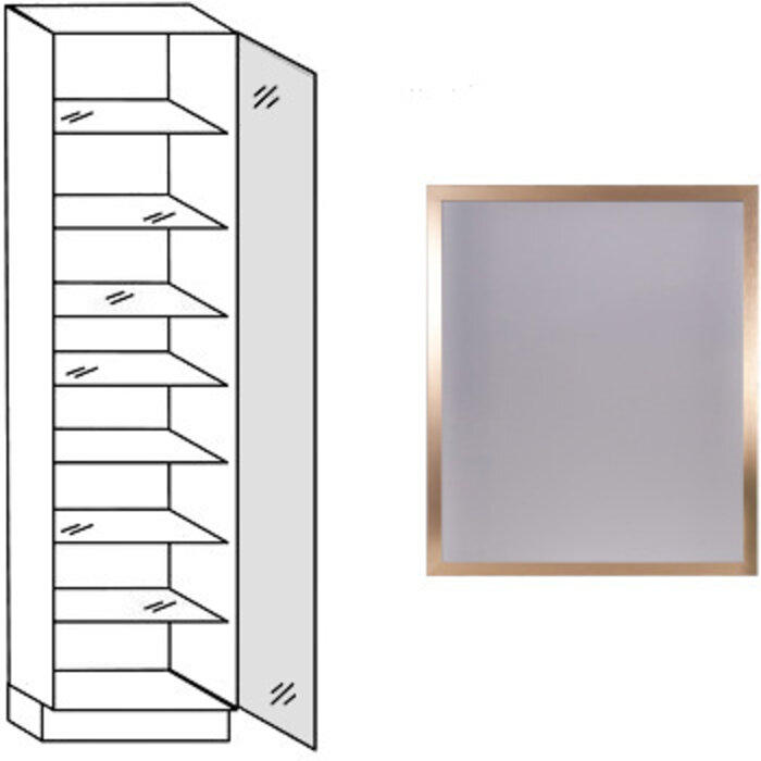 Met greep Hoge kast 221 cm hoog, met glasdeur