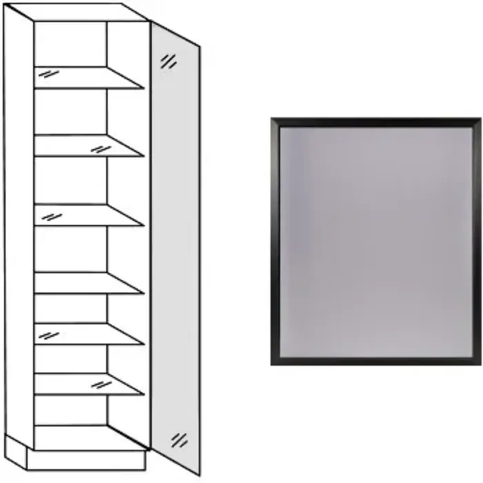 Met greep Hoge kast 208 cm hoog, met glasdeur