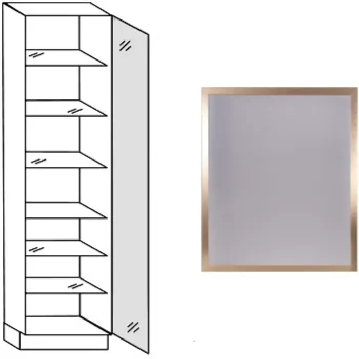 Met greep Hoge kast 208 cm hoog, met glasdeur