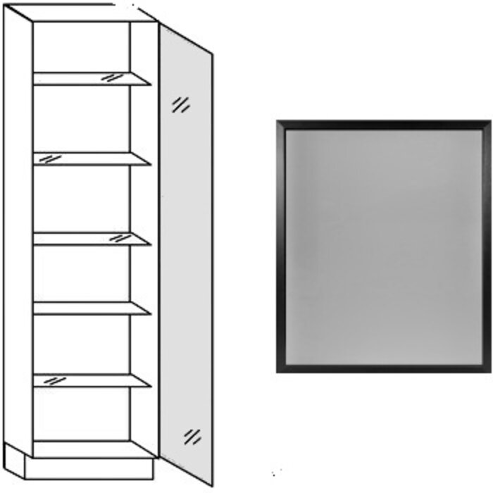 Greep op front Hoge keukenkast 195 cm hoog, met glasdeur