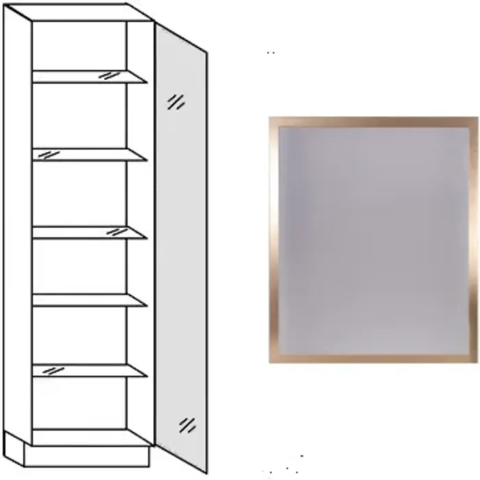 Greep op front Hoge keukenkast 195 cm hoog, met glasdeur