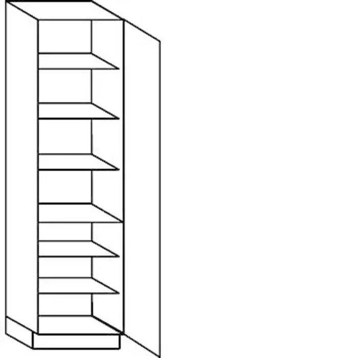 Greeploos Hoge kast 208 cm hoog, 1 deur, 1 vaste plank, 5 legplanken