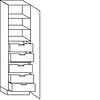 Hoge kast 221 cm hoog, 5  binnenkorven met afstandhouders