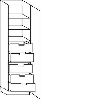 Greep op front Hoge kast voorraad - hoogte 221 cm