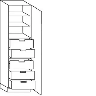 Greep op front Hoge kast voorraad - hoogte 208 cm