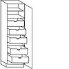 Hoge kast 195 cm hoog, 5  binnenkorven met afstandhouders