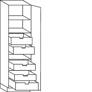 Greep op front Hoge kast voorraad - hoogte 208 cm