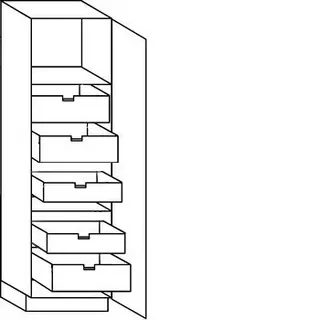 Greep op front Hoge kast voorraad - hoogte 195 cm