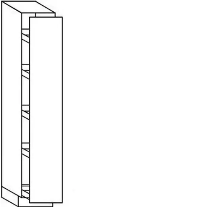 Greep op front Hoge apothekerskast 195 cm hoog, 1 doorlopende deur, 5 verstelbare inhaaktableau's
