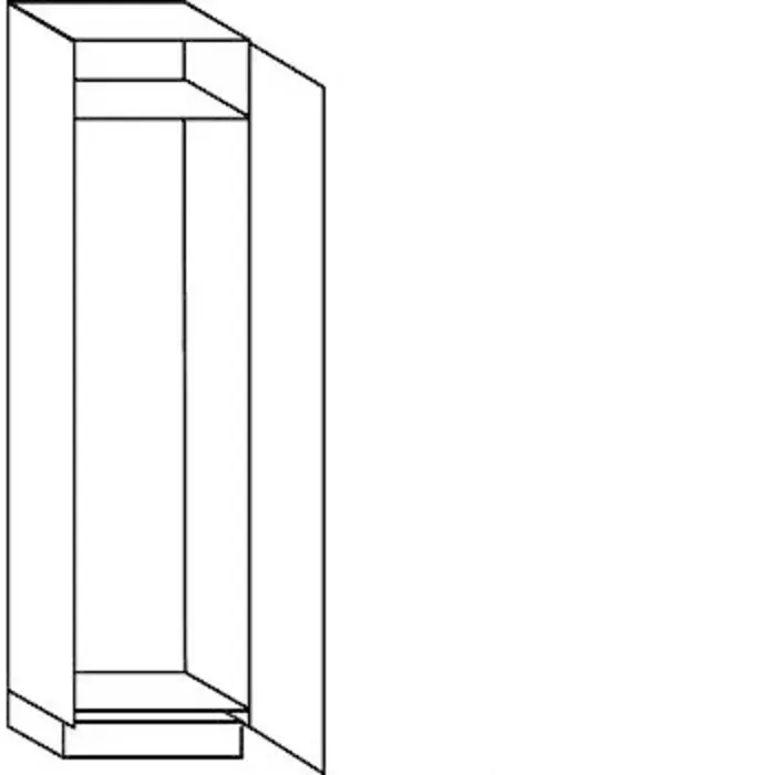 Greeploos Hoge kast 221 cm hoog, 1 deur met nis 178 - 179 cm hoog
