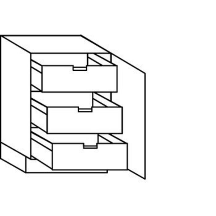 Greep op front Onderkast met binnenkorven met afstandhouders