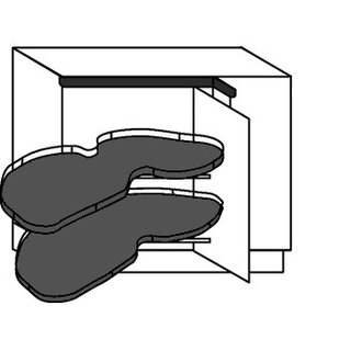 Greeploos Hoekonderkast met Le Mans zwenkbodems - hoogte 78 cm