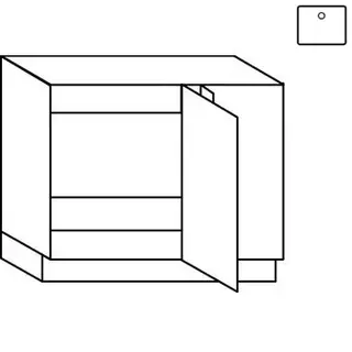 Greep op front Hoekonderkast voor spoelbak - hoogte 78 cm