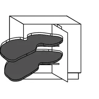 Greep op front Hoekonderkast Le Mans zwenkbodems - hoogte 78 cm