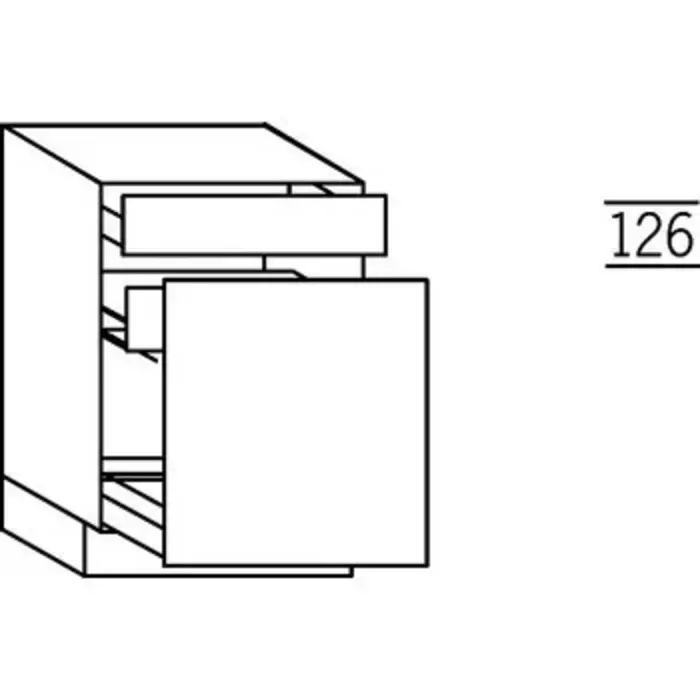 Greep op front Onderkast met uittrekfront en binnenlade