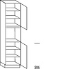 Hoge keukenkast 234 cm hoog, 1 deur, 1 inbouwnis, 1 deur, 4 legplanken