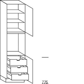 Met greep Hoge kast voor oven - hoogte 234 cm