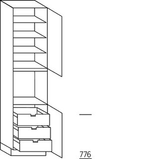 Prog. greeploos Hoge kast voor oven - hoogte 234 cm