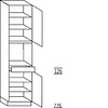 Hoge keukenkast 234 cm hoog, 1 deur, 1 inbouwnis, 1 lade, 1 deur, 4 legplanken