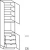 Hoge keukenkast 234 cm hoog, 1 deur, 1 inbouwnis, 1 deur, 3 legplanken, 3 binnenkorven