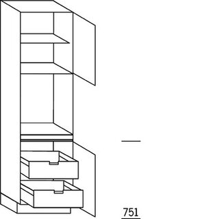 Greeploos horizontaal Hoge kast voor oven - hoogte 221 cm