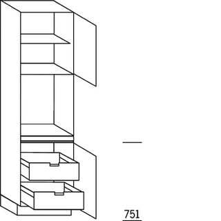 Prog. greeploos Hoge kast voor oven - hoogte 221 cm