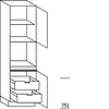 Hoge keukenkast 208 cm hoog, 1 maatdeur, 1 inbouwnis, 1 deur, 1 legplanken, 2 binnenkorven